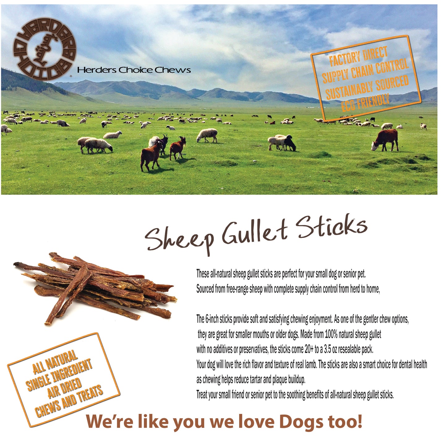 Herders Choice Chews 100g 3.5oz Sheep Gullet  Retail - Mongolian Chews