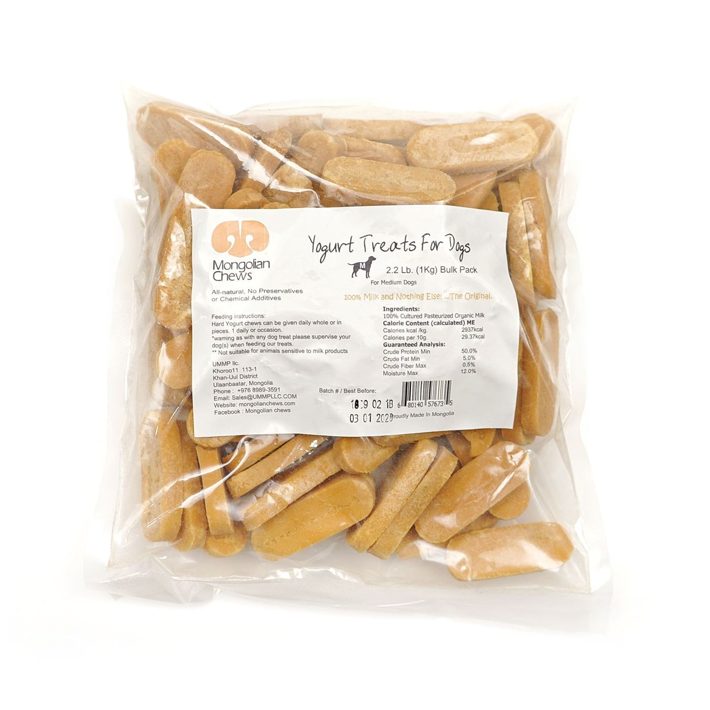 Mongolian Chews Medium Bulk Pack 2.2 Lb. (1Kg) Retail - Mongolian Chews