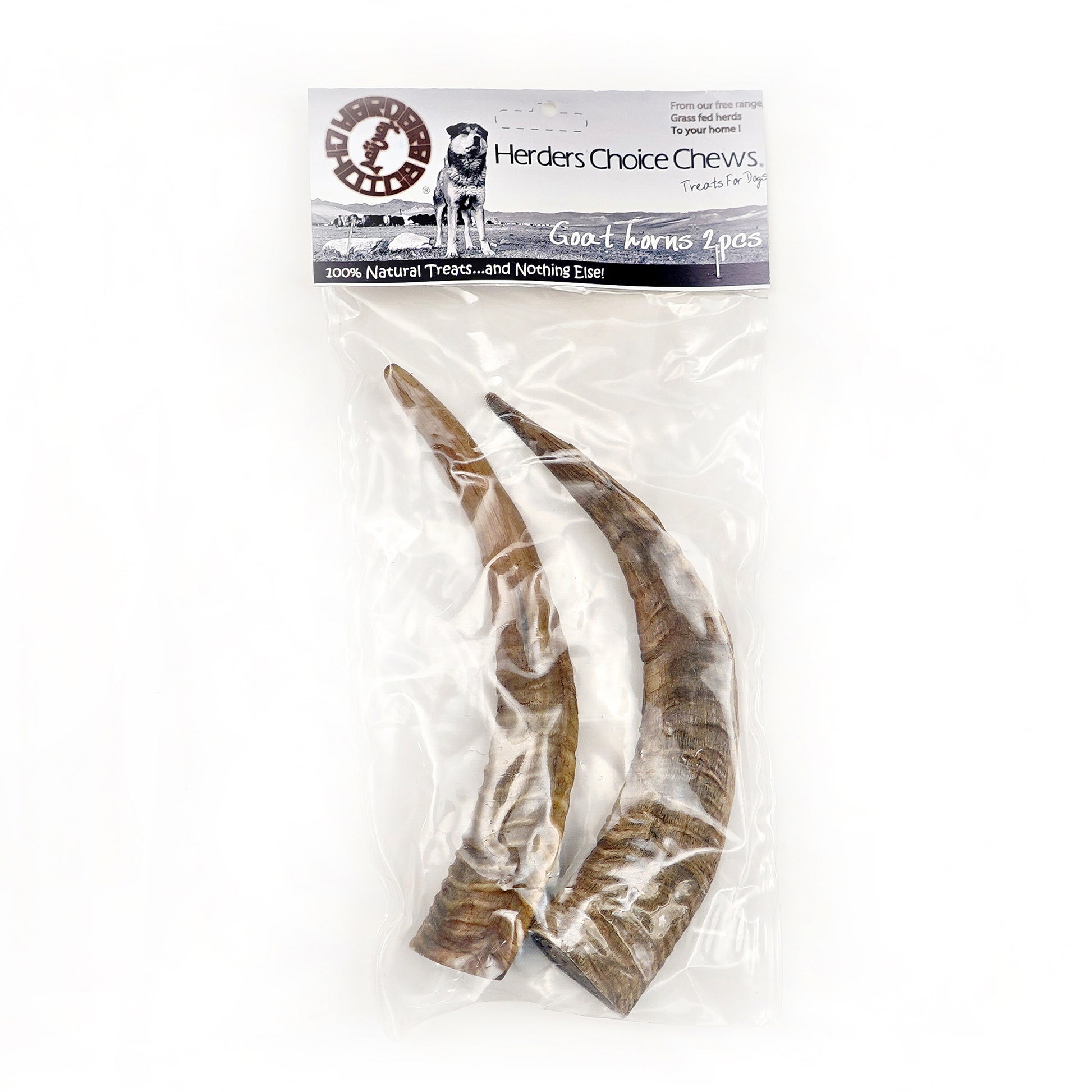 Herders Choice Chews Dried Goat Horns 2pcs.  Retail - Mongolian Chews