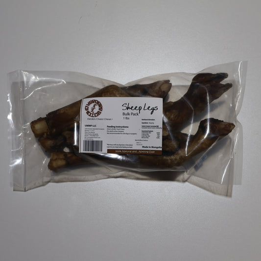 Herders Choice Chews Dried Sheep Legs bulk pack 1Lb.  Retail - Mongolian Chews