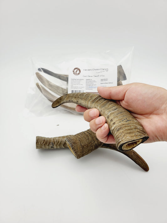 Herders Choice Chews Dried Goat Horns Small bulk pack 2.2 lb. (1kg) Wholesale - Mongolian Chews