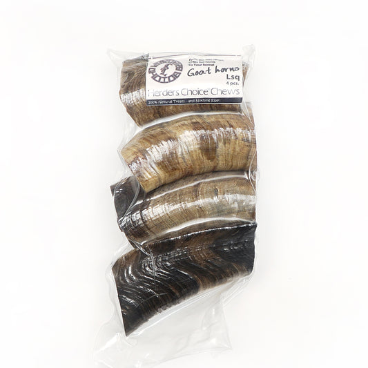 Herders Choice Chews Dried Goat Horns  for dogs Large Square Cut  4 pc.   Retail - Mongolian Chews